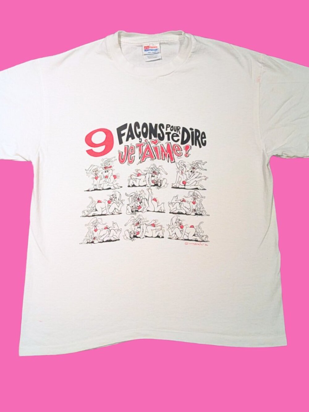 Funny French ''9 Façons Pour Dire Je T'aime" T-Shirt Size L